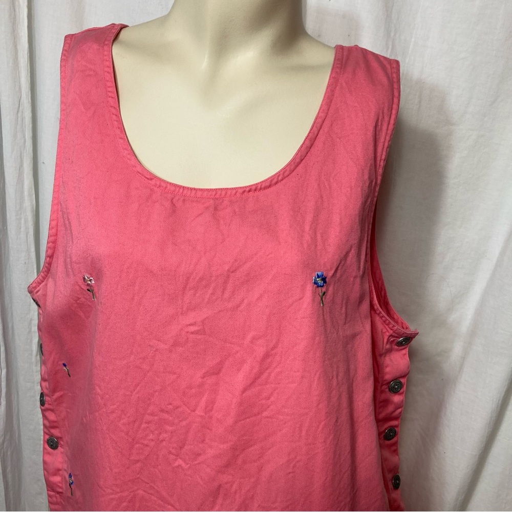 Basic Editions 90s vintage pink embroidered dress medium - Picture 4 of 9
